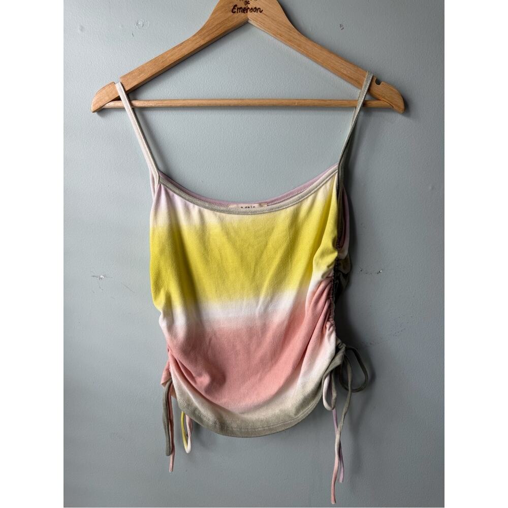 A.gain Ombre Ruched Drawstring Crop Top Size L - Picture 2 of 7